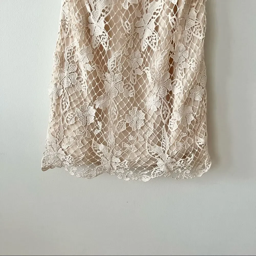 Free People Snowdrop Crochet Lace Open Back Halter Dress